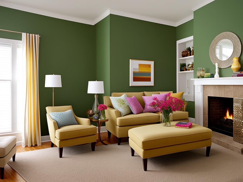 Green is a refreshing and rejuvenating color that can create a natural and organic feel in your living room.