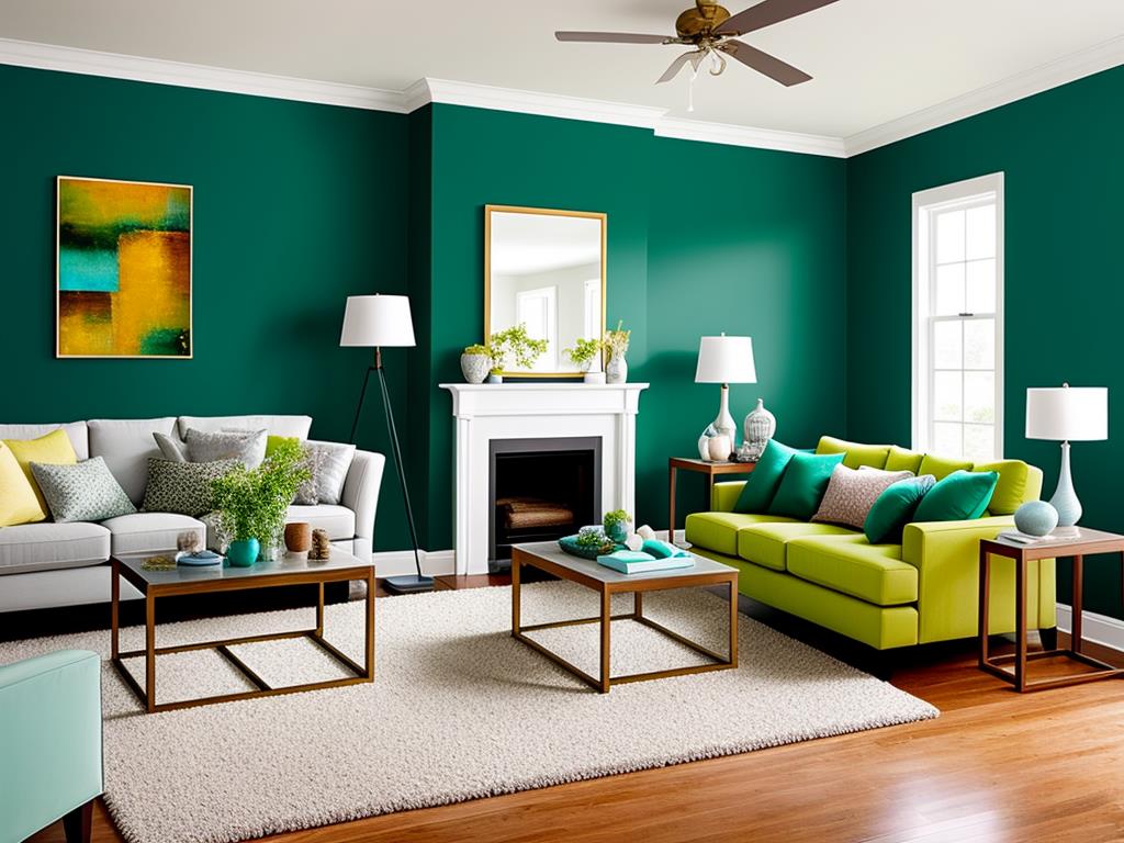 Green is a refreshing and rejuvenating color that can create a natural and organic feel in your living room.