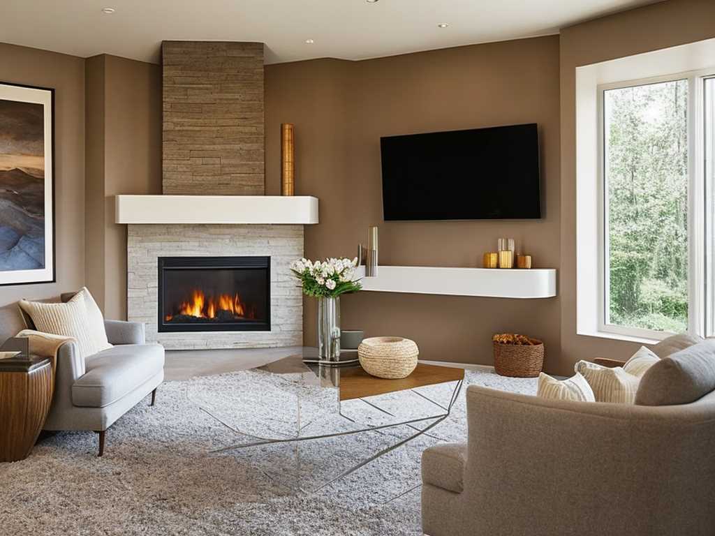 Living Room With a Corner Fireplace