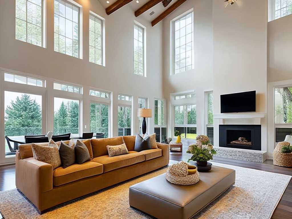 Living Room With High Ceilings