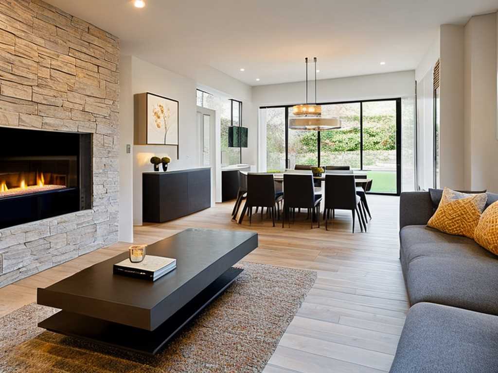 Long Narrow Living Room With Fireplace