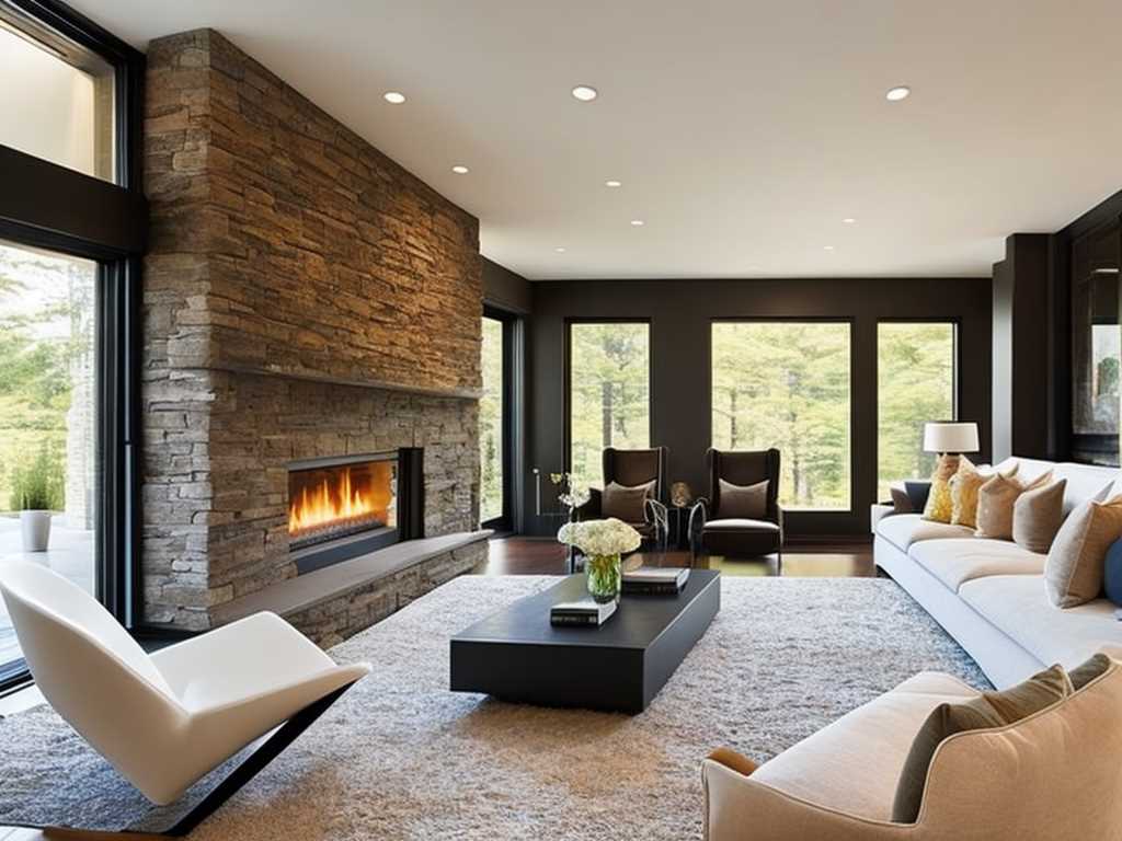 Long Narrow Living Room With Fireplace