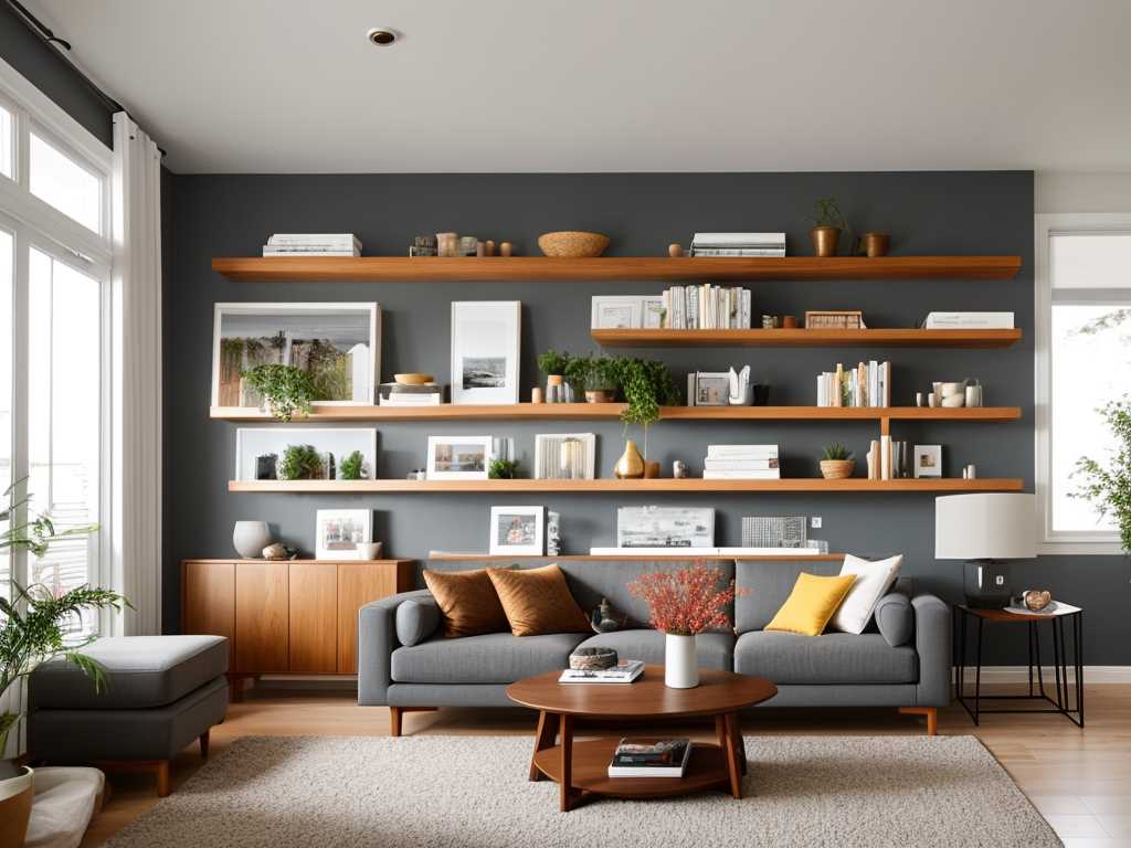 Style Open Shelves Living Room