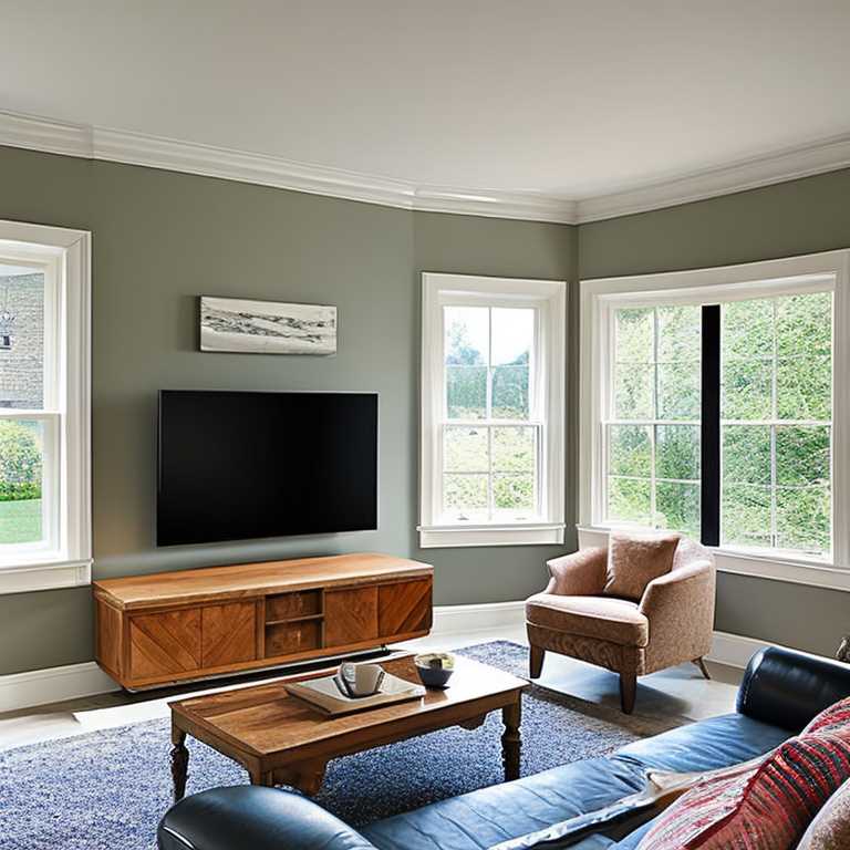 Tv in Living Room With Bay Window